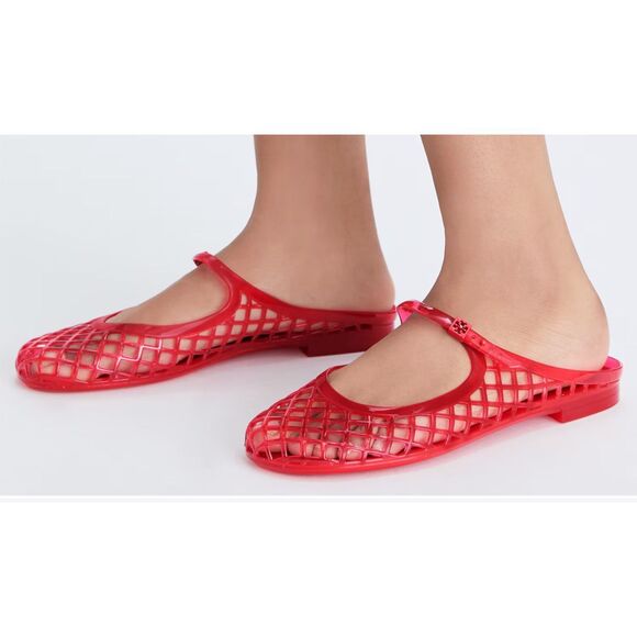 NEW $200 Tory Burch Mellow Mary Jane Jelly Mule Red Women's Size 10 - Picture 2 of 6